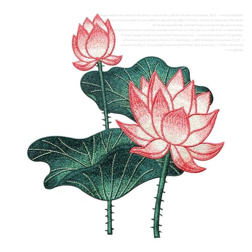 24 CM Lotusblume Gestickte Patches for Kleidung DIY Nähen Auf Floral Parches Stickerei Applikationen for Kleid Für Jacken Jeans Kleidung(A) von IOEUIWP