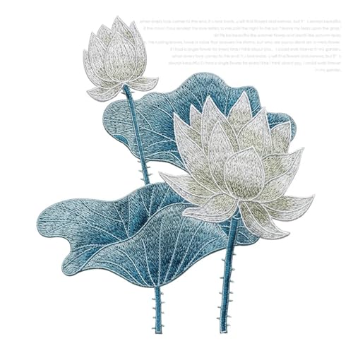 24 CM Lotusblume Gestickte Patches for Kleidung DIY Nähen Auf Floral Parches Stickerei Applikationen for Kleid Für Jacken Jeans Kleidung(D) von IOEUIWP