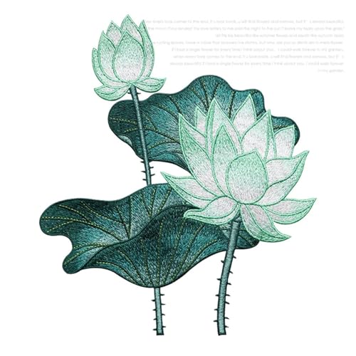 24 CM Lotusblume Gestickte Patches for Kleidung DIY Nähen Auf Floral Parches Stickerei Applikationen for Kleid Für Jacken Jeans Kleidung(E) von IOEUIWP