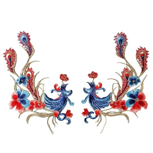 2PCS große Phoenix Patches for Kleidung Applikation Nähen auf Stickerei Patch Aufkleber Pfau Stoff Abzeichen Kleidung Zubehör Für Jacken Jeans Kleidung(Style 2) von IOEUIWP