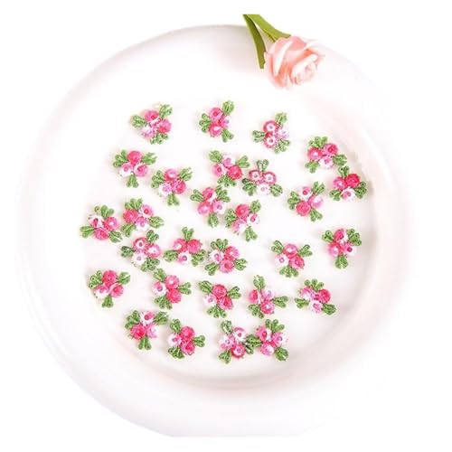 50 Stück rot grün blau gestickte florale Spitzenflicken Nähzubehör Reparatur 2 cm breit Für Jacken Jeans Kleidung(Rose Pink) von IOEUIWP