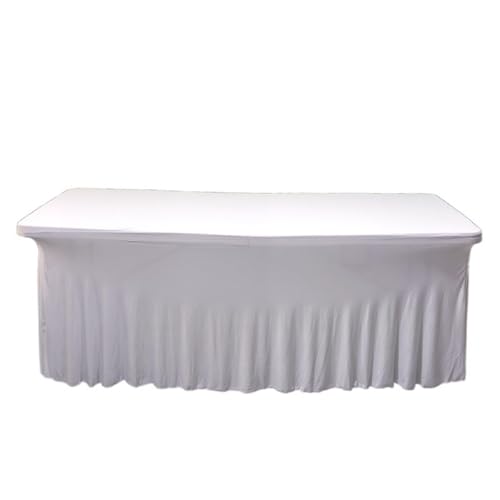 6 Fuß, 4 Fuß, 8 Fuß Stretch-Rechteck-Tischdecke, Spandex-Tischröcke, Lange Tische, waschbar, knitterfrei, Tischdecken, Spanntisch Für Hochzeit Party Geburtstag(White,183 x 76 x 76cm) von IOEUIWP