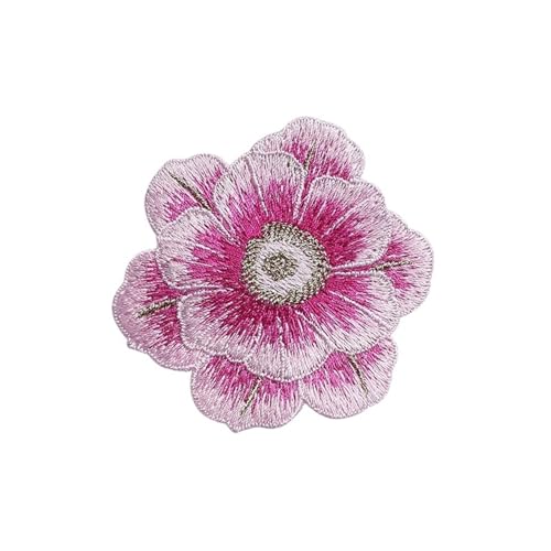 6 Stück bestickte Reparatur-Blumen-Patches, 7,4 cm x 7 cm, for Tasche, Jacke, Jeans, weich, for Aufnähen, DIY-Kleidung, Aufkleber Für Jacken Jeans Kleidung(Pink) von IOEUIWP