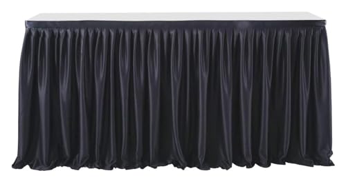 6FT/9FT Polyester-Plissee-Tischrock, grün/rosa Rüschen-Esstischdecke for Hochzeitsbankett, Geburtstagsfeier, Tischdekoration Für Hochzeit Party Geburtstag(Black,6FT 78X183cm) von IOEUIWP