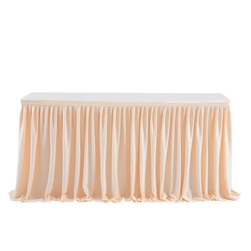 6FT/9FT Polyester-Plissee-Tischrock, grün/rosa Rüschen-Esstischdecke for Hochzeitsbankett, Geburtstagsfeier, Tischdekoration Für Hochzeit Party Geburtstag(Champagne,6FT 78X183cm) von IOEUIWP