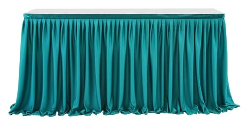 6FT/9FT Polyester-Plissee-Tischrock, grün/rosa Rüschen-Esstischdecke for Hochzeitsbankett, Geburtstagsfeier, Tischdekoration Für Hochzeit Party Geburtstag(Dark Green,6FT 78X183cm) von IOEUIWP