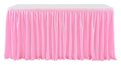 6FT/9FT Polyester-Plissee-Tischrock, grün/rosa Rüschen-Esstischdecke for Hochzeitsbankett, Geburtstagsfeier, Tischdekoration Für Hochzeit Party Geburtstag(Pink,9FT 78X275cm) von IOEUIWP