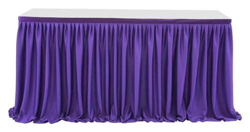 6FT/9FT Polyester-Plissee-Tischrock, grün/rosa Rüschen-Esstischdecke for Hochzeitsbankett, Geburtstagsfeier, Tischdekoration Für Hochzeit Party Geburtstag(Purple,6FT 78X183cm) von IOEUIWP