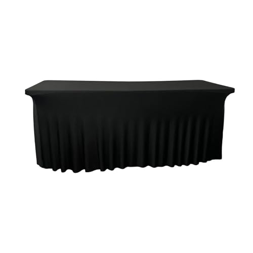 6FT elastisches Tuch, Quallenrock-Tischdecke, Stretch-Polyester, rechteckige Tischdecke, waschbar, knitterfrei Für Hochzeit Party Geburtstag(Black,120x60x76cm-4FT) von IOEUIWP