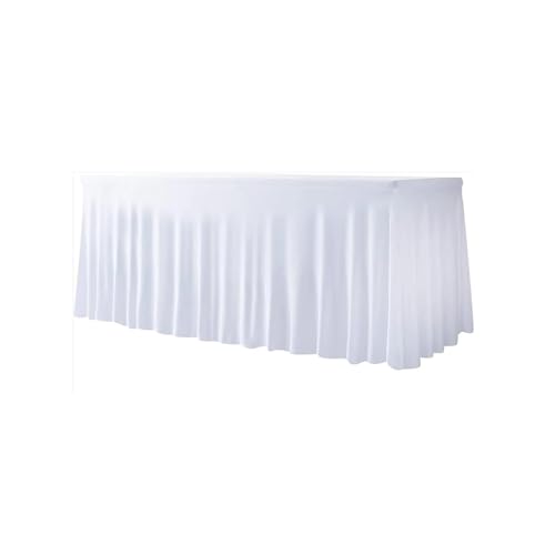 6FT elastisches Tuch, Quallenrock-Tischdecke, Stretch-Polyester, rechteckige Tischdecke, waschbar, knitterfrei Für Hochzeit Party Geburtstag(White,243x76x76cm-8FT) von IOEUIWP