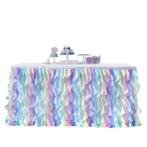 6ft weißer Tüll-Tischrock for rechteckigen runden Tisch, Rüschen-Tutu-Tischdecke for Hochzeit, Babyparty, Geburtstag, Party, Tischdekoration Für Hochzeit Party Geburtstag(2) von IOEUIWP