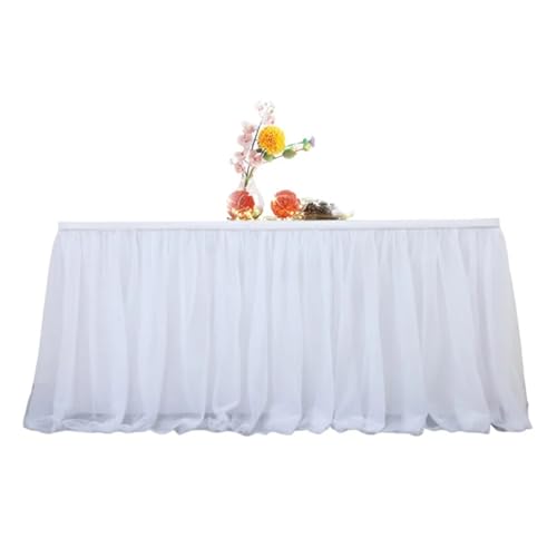 6ft weißer Tüll-Tischrock for rechteckigen runden Tisch, Rüschen-Tutu-Tischdecke for Hochzeit, Babyparty, Geburtstag, Party, Tischdekoration Für Hochzeit Party Geburtstag(White) von IOEUIWP