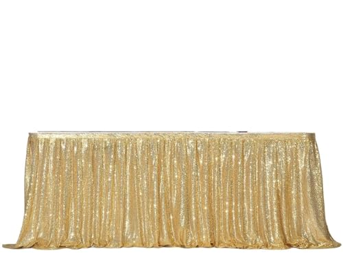Beige Gold Pailletten Tischrock Tischtuch Geburtstag Party Hochzeit Weihnachten Accessoires Süßigkeiten Tischdekoration Festival Deko Für Hochzeit Party Geburtstag(Gold,70x250cm) von IOEUIWP