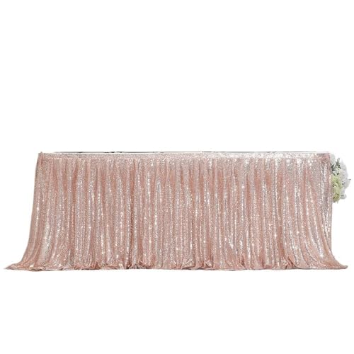 Beige Gold Pailletten Tischrock Tischtuch Geburtstag Party Hochzeit Weihnachten Accessoires Süßigkeiten Tischdekoration Festival Deko Für Hochzeit Party Geburtstag(Rose Gold,70x122cm) von IOEUIWP