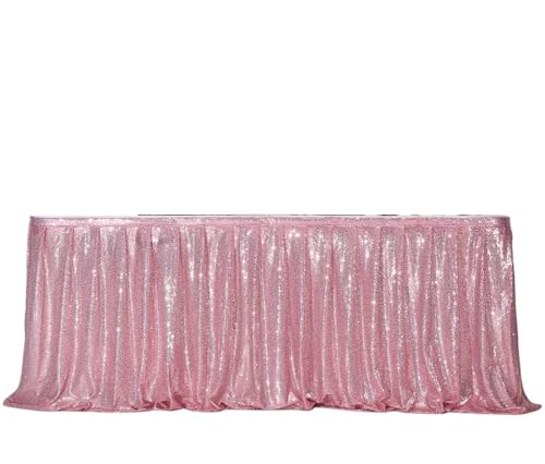 Beige Gold Pailletten Tischrock Tischtuch Geburtstag Party Hochzeit Weihnachten Accessoires Süßigkeiten Tischdekoration Festival Deko Für Hochzeit Party Geburtstag(Rose pink,70x122cm) von IOEUIWP