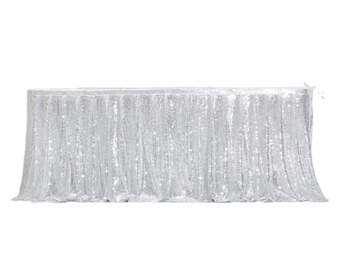Beige Gold Pailletten Tischrock Tischtuch Geburtstag Party Hochzeit Weihnachten Accessoires Süßigkeiten Tischdekoration Festival Deko Für Hochzeit Party Geburtstag(Silver,70x183cm) von IOEUIWP