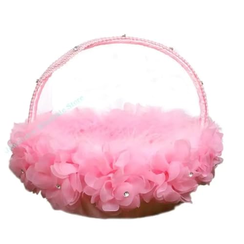 Blumenkorb for Hochzeitszeremonie, Spitzengriff und Kunstblumen-Dekor for Bankett(Pink) von IOEUIWP