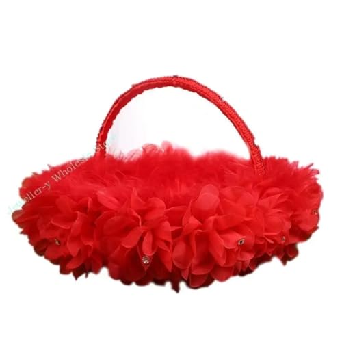 Blumenkorb for Hochzeitszeremonie, Spitzengriff und Kunstblumen-Dekor for Bankett(Red) von IOEUIWP