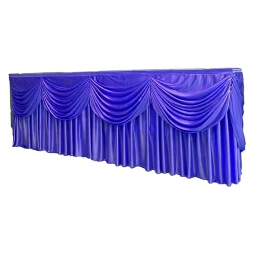 Eisseiden-Tischrock, bunter, plissierter, gerüschter Tischrock mit Swag for Hochzeits- und Geburtstagsdekoration Für Hochzeit Party Geburtstag(Blue Purple,15ft L x 29.5inch H) von IOEUIWP