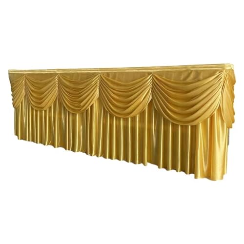 Eisseiden-Tischrock, bunter, plissierter, gerüschter Tischrock mit Swag for Hochzeits- und Geburtstagsdekoration Für Hochzeit Party Geburtstag(Gold,12ft L x 29.5inch H) von IOEUIWP