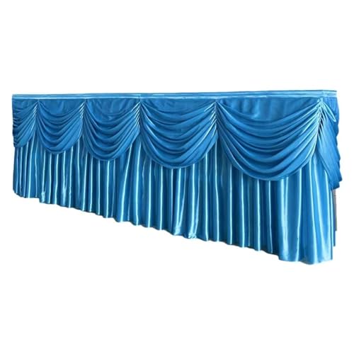 Eisseiden-Tischrock, bunter, plissierter, gerüschter Tischrock mit Swag for Hochzeits- und Geburtstagsdekoration Für Hochzeit Party Geburtstag(Lake Blue,12ft L x 29.5inch H) von IOEUIWP