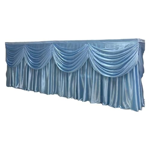 Eisseiden-Tischrock, bunter, plissierter, gerüschter Tischrock mit Swag for Hochzeits- und Geburtstagsdekoration Für Hochzeit Party Geburtstag(Light Blue,12ft L x 29.5inch H) von IOEUIWP