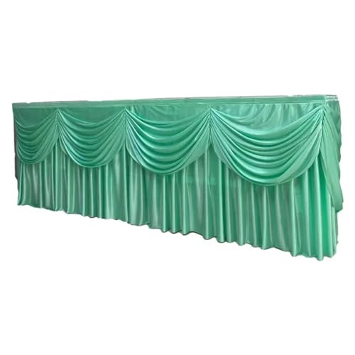 Eisseiden-Tischrock, bunter, plissierter, gerüschter Tischrock mit Swag for Hochzeits- und Geburtstagsdekoration Für Hochzeit Party Geburtstag(Mint Green,15ft L x 29.5inch H) von IOEUIWP