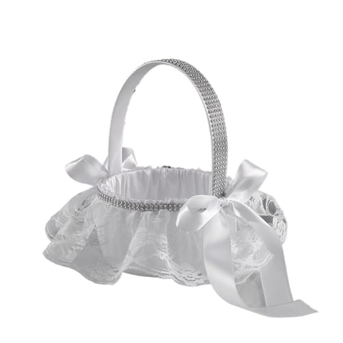 Eleganter Blumenkorb aus weißer Spitze, geeignet for Hochzeiten und Brautjungfern – florales Design, perfekt for besondere Anlässe von IOEUIWP