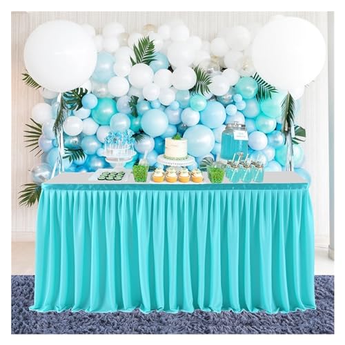 Geburtstagsfeier Tischrock Dekor Hotel Hochzeit Bankett Tischdecke 4FT 6FT 9FT 14FT Einfarbige Tischdecke Für Hochzeit Party Geburtstag(Peacock Blue,14FT 427x78cm) von IOEUIWP