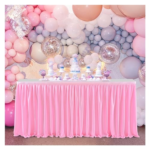 Geburtstagsfeier Tischrock Dekor Hotel Hochzeit Bankett Tischdecke 4FT 6FT 9FT 14FT Einfarbige Tischdecke Für Hochzeit Party Geburtstag(Pink,14FT 427x78cm) von IOEUIWP