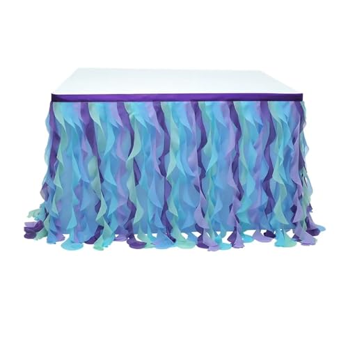 Gelockter Weiden-Tischsockel, Spitzen-Taftrock, Tutu-Tüll-Tuch for Geburtstag, Hochzeit, Party-Dekoration Für Hochzeit Party Geburtstag(Type 1,275x77cm(9FT)) von IOEUIWP