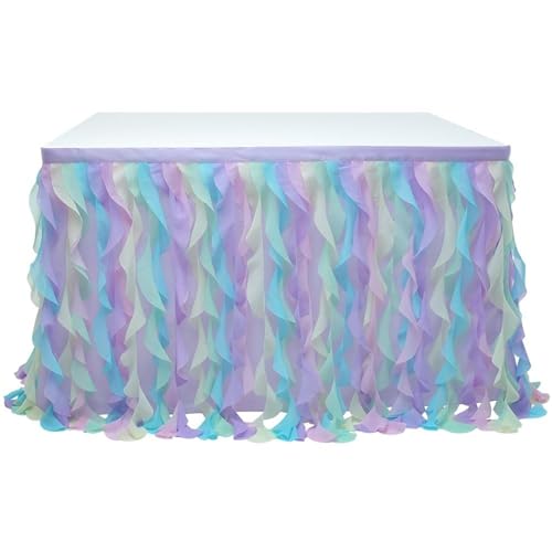 Gelockter Weiden-Tischsockel, Spitzen-Taftrock, Tutu-Tüll-Tuch for Geburtstag, Hochzeit, Party-Dekoration Für Hochzeit Party Geburtstag(Type 2,275x77cm(9FT)) von IOEUIWP