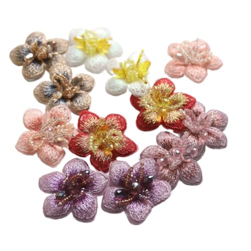 Handgefertigte weiße Blumen-Perlen-Patches for Kleidung, DIY, for Aufnähen, bestickte Applikationen Für Jacken Jeans Kleidung(12pc mix) von IOEUIWP