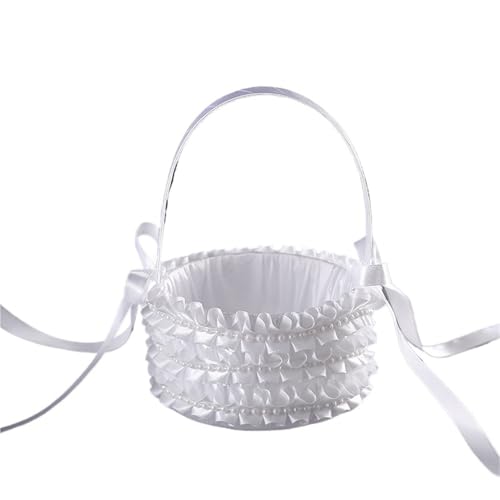 Hochzeitsbedarf Hochzeitskorb Schleife Kindertuch Schönes Design Rüschenblumenkorb Hochzeitsblumenkorb von IOEUIWP