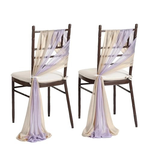 IOEUIWP 10/50 Stück 17x250cm Salbeigrün Chiffon Stuhlschärpen 12er Set Schärpen Hochzeit Stuhlhussen Band Hochzeitsfeier Gang Stuhl Dekor(Beige Purple,10 pcs) von IOEUIWP