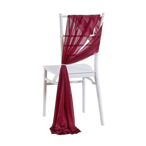 IOEUIWP 10/50 Stück 17x250cm Salbeigrün Chiffon Stuhlschärpen 12er Set Schärpen Hochzeit Stuhlhussen Band Hochzeitsfeier Gang Stuhl Dekor(Dark red,10 pcs) von IOEUIWP