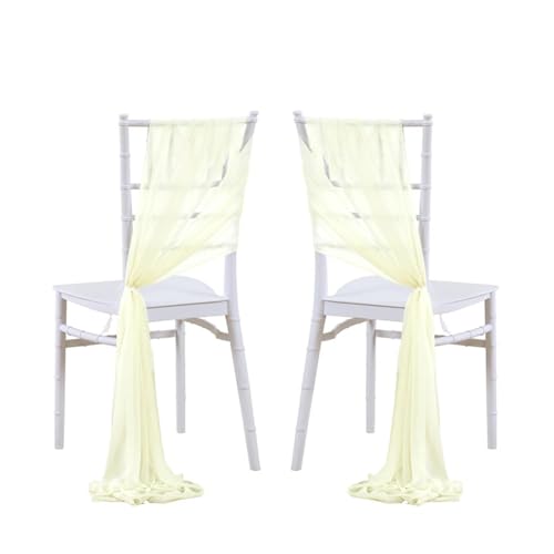 IOEUIWP 10/50 Stück 17x250cm Salbeigrün Chiffon Stuhlschärpen 12er Set Schärpen Hochzeit Stuhlhussen Band Hochzeitsfeier Gang Stuhl Dekor(Ivory,50pcs) von IOEUIWP