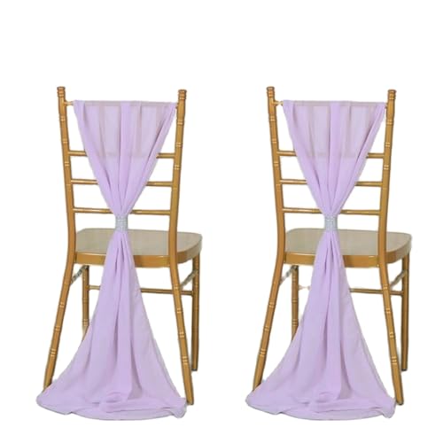 IOEUIWP 2 Stücke Chiffon Stuhl Schärpen Fliege Band Knoten Abdeckung Sitzlehne Gürtel Tischläufer Hotel Bankett Land Hochzeit Party Event Dekor(Light Purple) von IOEUIWP