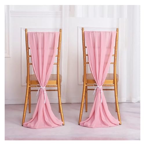 IOEUIWP 2 Stücke Chiffon Stuhl Schärpen Fliege Band Knoten Abdeckung Sitzlehne Gürtel Tischläufer Hotel Bankett Land Hochzeit Party Event Dekor(Pink) von IOEUIWP
