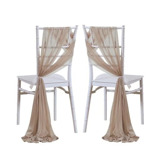 IOEUIWP 24 Stück 17x250cm Grün Chiffon Stuhlschärpen 12er Set Schärpen Hochzeit Stuhlhussen Band Hochzeit Party Gang Stuhl Dekor(Dark Champagne) von IOEUIWP