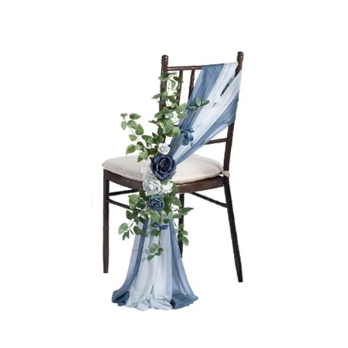 IOEUIWP 3 Stücke Hochzeit Stuhl Dekoration Simulation Seide Blume Chiffon Stuhl Schärpen Band Hochzeit Party Gang Stuhlhussen Requisiten Dekor(Color-G) von IOEUIWP