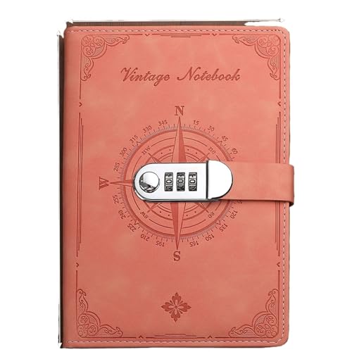 IOEUIWP A5 200 Seiten Notizbuch Retro Passwortbuch mit Schloss Tagebuchbinder Verdicktes kreatives Handbuch Student Notizblock Schreibwaren(Color 6) von IOEUIWP