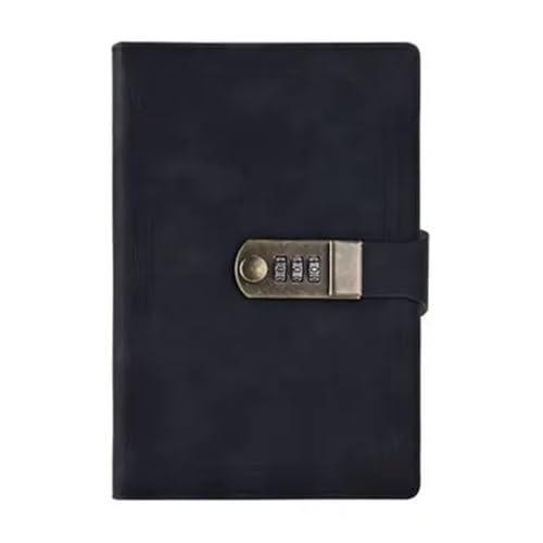 IOEUIWP A5 200 Seiten Retro Passwort Buch Mit Schloss Tagebuch Verdickt Kreative Hand Ledger Student Notizblock Schreibwaren Notebook Binder(Black) von IOEUIWP