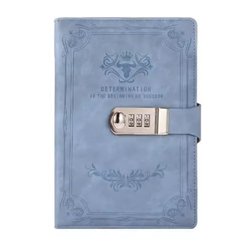 IOEUIWP A5 200 Seiten Retro Passwort Buch Mit Schloss Tagebuch Verdickt Kreative Hand Ledger Student Notizblock Schreibwaren Notebook Binder(Blue) von IOEUIWP