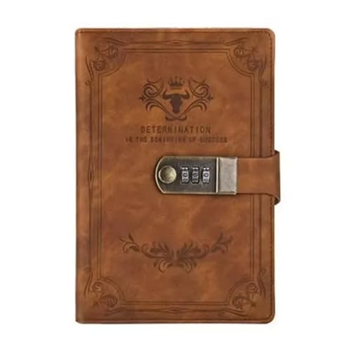 IOEUIWP A5 200 Seiten Retro Passwort Buch Mit Schloss Tagebuch Verdickt Kreative Hand Ledger Student Notizblock Schreibwaren Notebook Binder(Brown) von IOEUIWP