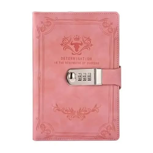 IOEUIWP A5 200 Seiten Retro Passwort Buch Mit Schloss Tagebuch Verdickt Kreative Hand Ledger Student Notizblock Schreibwaren Notebook Binder(Pink) von IOEUIWP