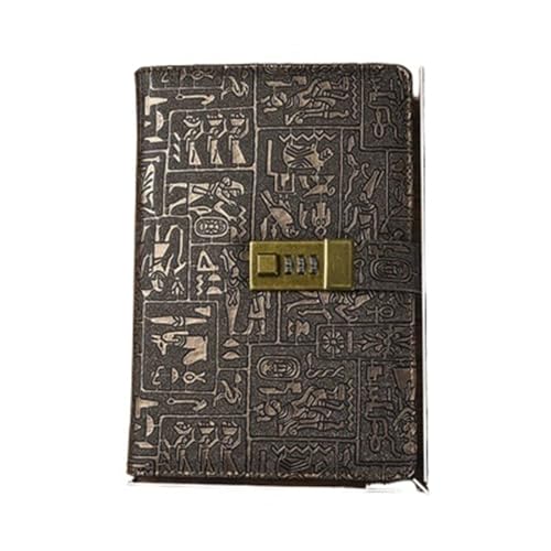 IOEUIWP A5 A6 B5 Codebuch Tagebuch mit Schloss Retro Notizbuch einfaches Handkontobuch Notizblock 200 Seiten(A5) von IOEUIWP