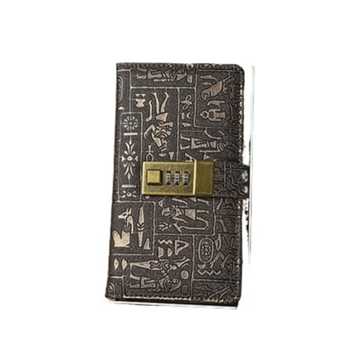 IOEUIWP A5 A6 B5 Codebuch Tagebuch mit Schloss Retro Notizbuch einfaches Handkontobuch Notizblock 200 Seiten(A6) von IOEUIWP