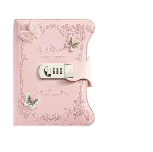 IOEUIWP A5 Retro Passwort Notebook Mit Schloss Zeitschriften Verdicken Hand Ledger Handbuch Student Notizblock Tagebuch Bindemittel Schreibwaren(E-135x200mm-line) von IOEUIWP
