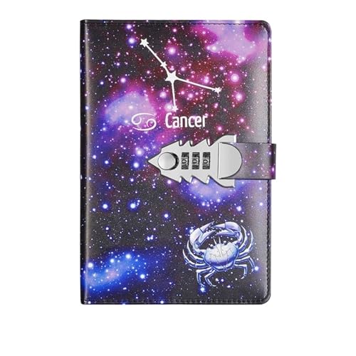 IOEUIWP A5 Zwölf Konstellationen Notebook Mit Schloss Tagebuch Journal Büro Notizblock Linie Agenda Planer Magie Hinweis Buch Skizzenbuch Plan DIY(Color 9) von IOEUIWP